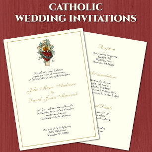 Convites Católica Floral Recepção de casamento de Marfim