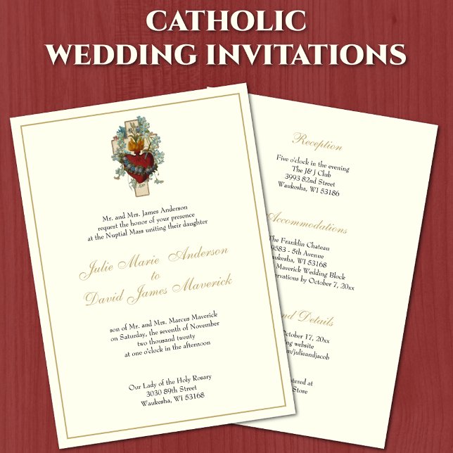 Convites Católica Floral Recepção de casamento de Marfim (Criador carregado)