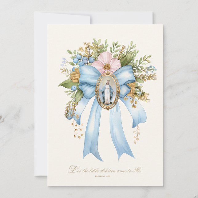 Convites Católico Batismo Floral Mary e Jesus (Verso)