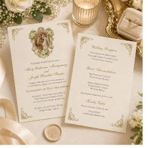 Convites Católico Casamento Jóia Preciosa Missa Nupcial 