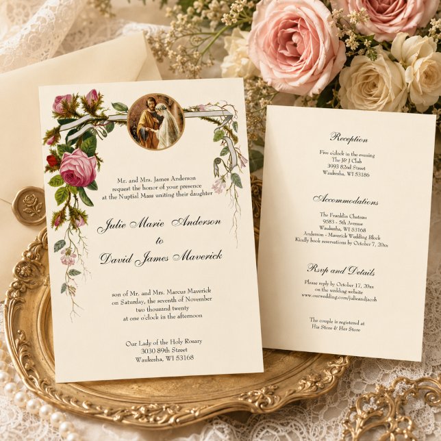 Convites Católico COMBO de Recepção de Casamento Elegante M (Criador carregado)