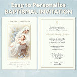 Convites Católico Vintage Baby Baptism Christening Floral<br><div class="desc">Apresentando um belo e personalizado convite de Natal Batista Católico com a Mãe Abençoada segurando o bebê com flores azuis de sotaque. Todos os textos e fontes podem ser modificados.</div>