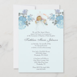 Convites Católico Vintage Baptism Christening Baby Boy