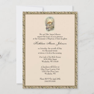 Convites Católico Vintage Baptism Christening Traditional I