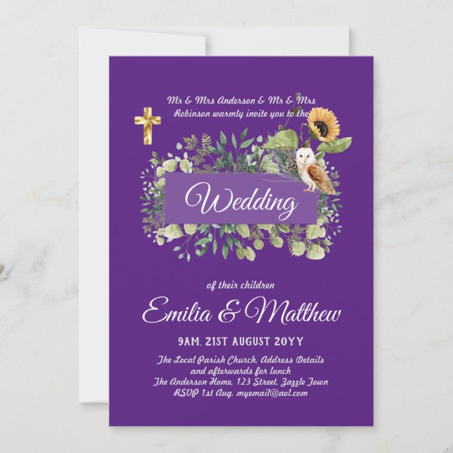 Convites Católicos ao Casamento Moderno Elegante F (Frente)