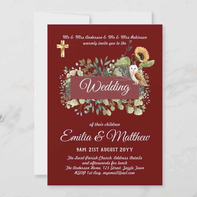 Convites Católicos ao Casamento Moderno Elegante F (Frente)