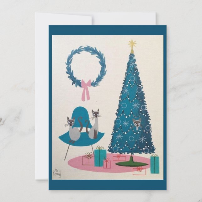 Convites Cats de Natal Moderno do Século Médio (Frente)