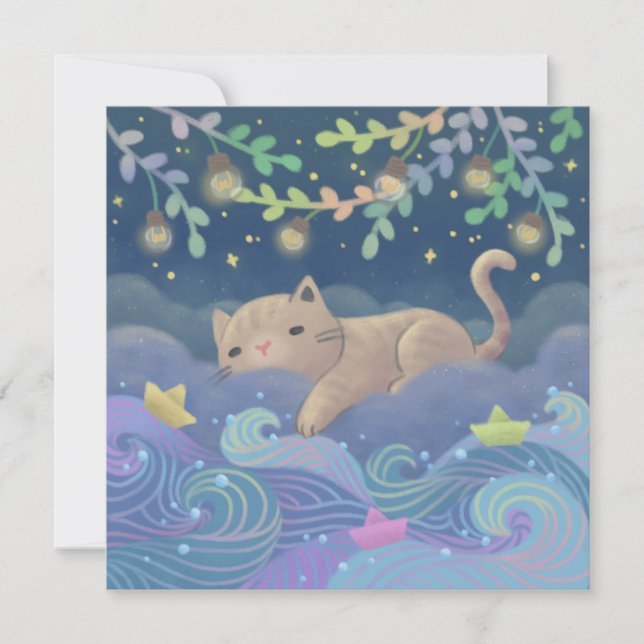 Convites Cat's Dream Fantasy Illustration (Frente)