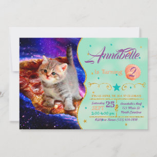 Convites Cats in space pizza