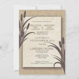 Convites Cattails Rustic Lake Wedding