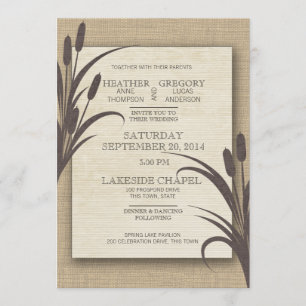 Convites Cattails Rustic Lake Wedding