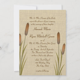 Convites Cattails Rustic Lake Wedding
