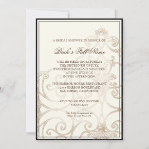 Convites Cattleya Orchid Cream Black - Floral Chá de panela