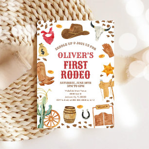 Convites Caubói de Rodeio Western Primeiro Rodeio Aniversár
