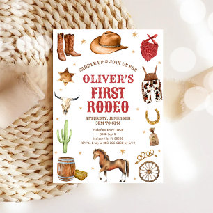 Convites Caubói De Rodeio Western Primeiro Rodeio Aniversár