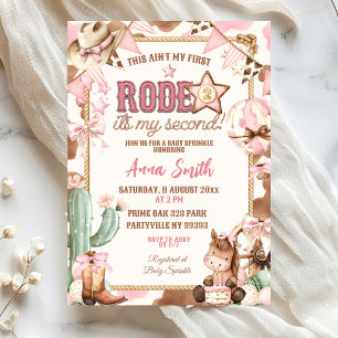 Convites Caubói Rosa Não é Meu Primeiro Rodeio Baby Sprinkl