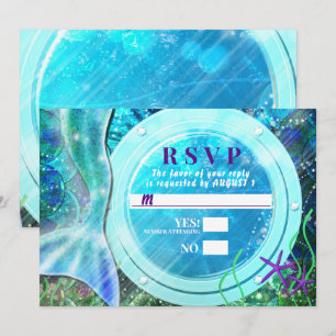 Convites Cauda de Sereia Magia Submarina Doce 16 RSVP 