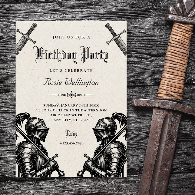 Convites Cavaleiros aniversário medieval (Criador carregado)
