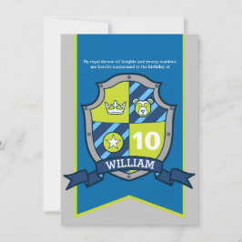 Convites Cavaleiros com escudo medieval crianças do 10º ani