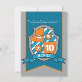 Convites Cavaleiros com escudo medieval crianças do 10º ani