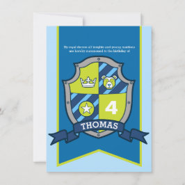 Convites Cavaleiros, escudo medieval, crianças 4 anos convi