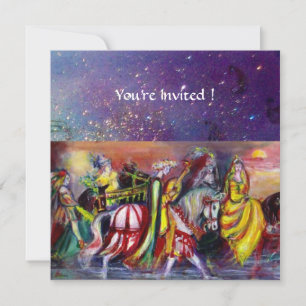 Convites CAVALEIROS, MÚSICA À NOITE, Dourados Gparkles Azui