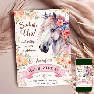 Convites Cavalgue o Saddle Up da Garota Floral do 10º Anive