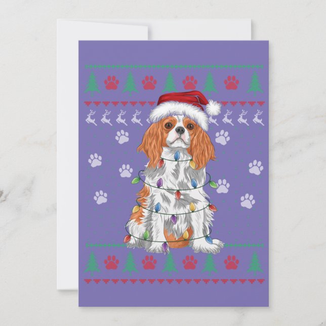 Convites Cavalier King Charles Spaniel Christmas Ugly Sweat (Frente)