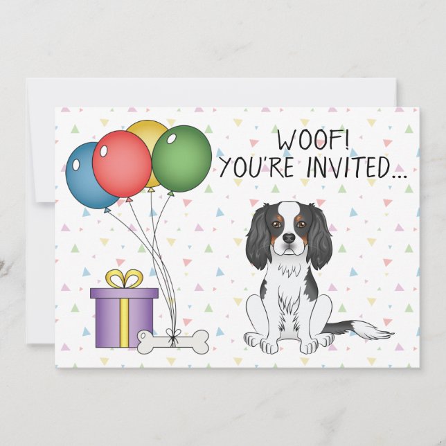 Convites Cavalier King Charles Spaniel Tricolor - Aniversár (Frente)