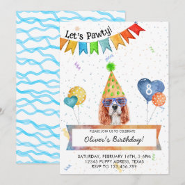 Convites Cavalier Spaniel Permite Festa de aniversário De C