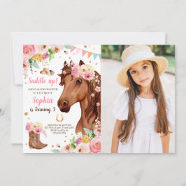 Convites Cavalo Aniversário Convidar Garota Cowgirl Rosa Fl