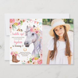 Convites Cavalo Aniversário Convidar Garota Cowgirl Rosa Fl