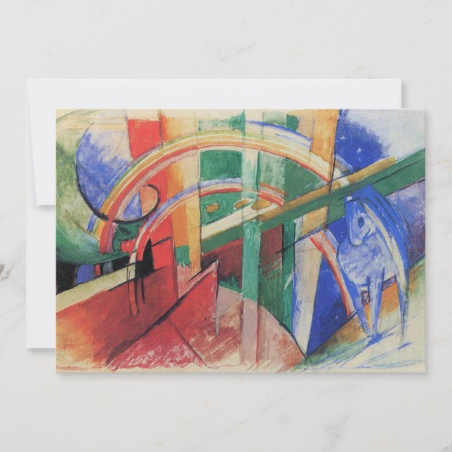 Convites Cavalo Azul com arco-íris por Franz Marc (Frente)