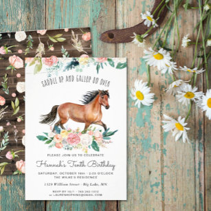 Convites Cavalo bonito e Flores no Aniversário da Madeira R