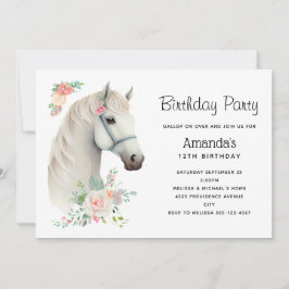 Convites Cavalo Branco Elegante Boho Floral Aniversário