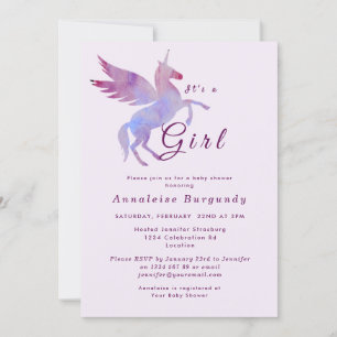 Convites Cavalo chá de asa , bebê unicórnio rosa