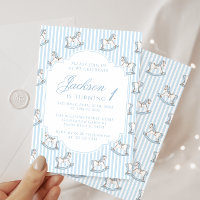 Cavalo de balanço azul-claro stripteado