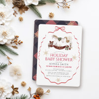 Cavalo de Balanço com Laço Vermelho no Natal Baby 