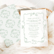 Cavalo de balanço Toile de Jouy Verde Sage Chá de 