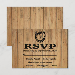 Convites Cavalo de Casamento RSVP Ocidental Madeira Marrom