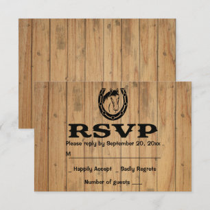 Convites Cavalo de Casamento RSVP Ocidental Madeira Marrom
