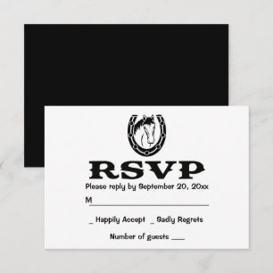 Convites Cavalo de Casamento RSVP Ocidental Preto Ferradura