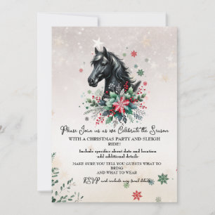 Convites Cavalo de Natal de Inverno Com Flores