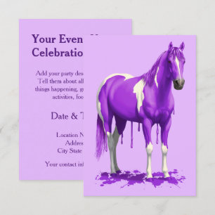 Convites Cavalo de Tinta Molhada com Perfuração Violeta