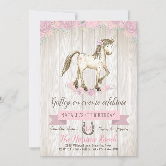 Convites Cavalo Doce Qualquer Festa de aniversário de Caval (Frente)