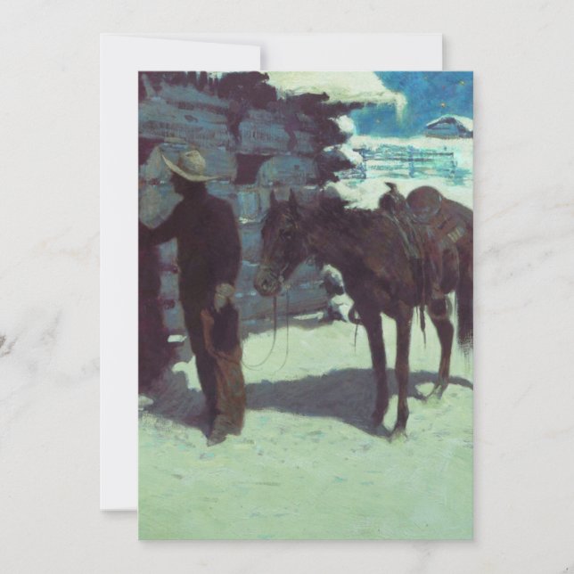 Convites Cavalo e Cowboy Neve de Inverno (Frente)