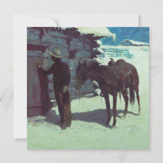 Convites Cavalo e Cowboy Neve de Inverno (Frente)