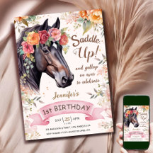 Cavalo Feliz 1º Aniversário Menina Rosa Vaqueira S