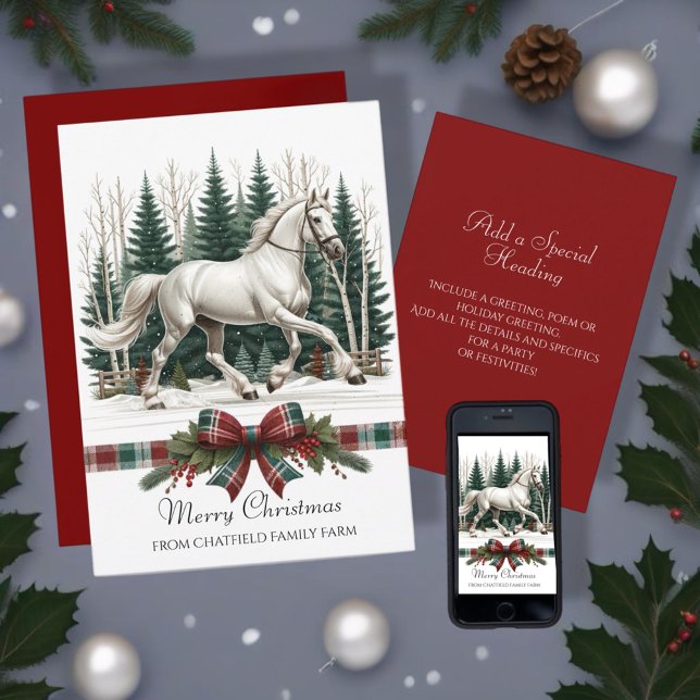 Convites Cavalo Festivo Natal Equestre (Enjoy this Festive Christmas design! Personalize with your favorite holiday event or greeting. )