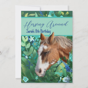 Convites Cavalo Marrom Do Lover Da Flor Em Torno Do Cavalo
